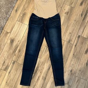 Indigo blue maternity jeans (stretch) with belly panel